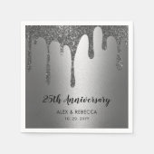 Serviette En Papier Parties scintillant d'argent 25e anniversaire Mari (Devant)