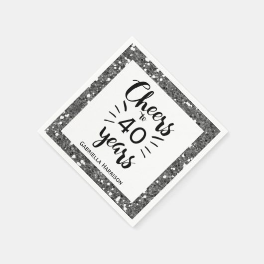 Serviette En Papier Parties scintillant d'argent 40e anniversaire (Coin)