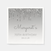 Serviette En Papier Parties scintillant d'argent 70e anniversaire (Devant)