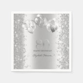 Serviette En Papier Parties scintillant d'argent Balloons Confetti 80e (Devant)
