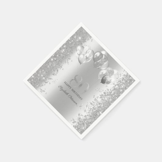 Serviette En Papier Parties scintillant d'argent Balloons Confetti 80e (Coin)