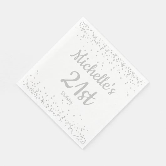 Serviette En Papier Parties scintillant d'argent blanc 21e anniversair (Coin)
