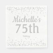 Serviette En Papier Parties scintillant d'argent blanc 75e anniversair (Devant)
