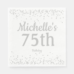 Serviette En Papier Parties scintillant d'argent blanc 75e anniversair