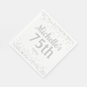 Serviette En Papier Parties scintillant d'argent blanc 75e anniversair (Coin)