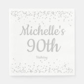Serviette En Papier Parties scintillant d'argent blanc 90e anniversair (Devant)