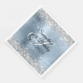 Serviette En Papier Parties scintillant d'argent bleu clair huile 40e  (Coin)