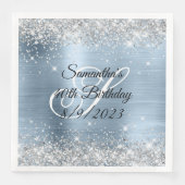 Serviette En Papier Parties scintillant d'argent bleu clair huile 40e  (Devant)