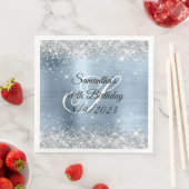 Serviette En Papier Parties scintillant d'argent bleu clair huile 40e  (En situation)