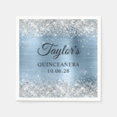Serviette En Papier Parties scintillant d'argent bleu clair huile Quin (Devant)