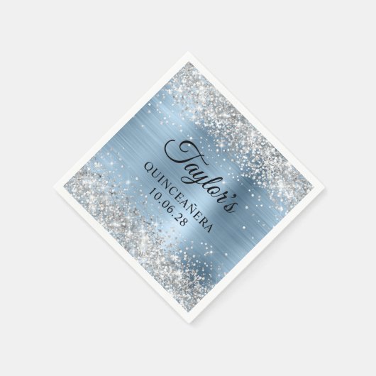Serviette En Papier Parties scintillant d'argent bleu clair huile Quin (Coin)