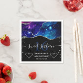 Serviette En Papier Parties scintillant d'argent bleu et violet Galaxy (En situation)
