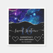 Serviette En Papier Parties scintillant d'argent bleu et violet Galaxy (Devant)