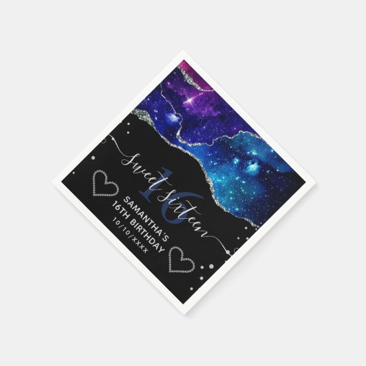 Serviette En Papier Parties scintillant d'argent bleu et violet Galaxy (Coin)