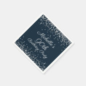 Serviette En Papier Parties scintillant d'argent bleu marine 90e fête  (Coin)