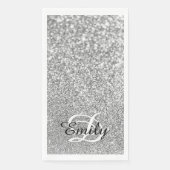 Serviette En Papier Parties scintillant d'argent Bokeh Monogramme pers (Devant)