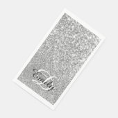 Serviette En Papier Parties scintillant d'argent Bokeh Monogramme pers (Coin)