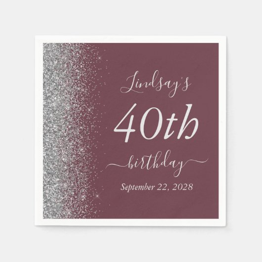 Serviette En Papier Parties scintillant d'argent bourguignonne fête du (Devant)