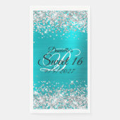 Serviette En Papier Parties scintillant d'argent brillant Turquoise bl (Devant)