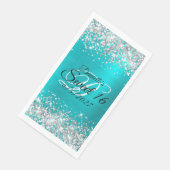 Serviette En Papier Parties scintillant d'argent brillant Turquoise bl (Coin)