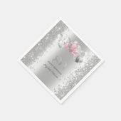 Serviette En Papier Parties scintillant d'argent Confetti Ballons rose (Coin)