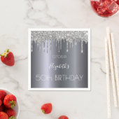 Serviette En Papier Parties scintillant d'argent d'anniversaire goutte (En situation)