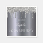 Serviette En Papier Parties scintillant d'argent d'anniversaire goutte (Devant)