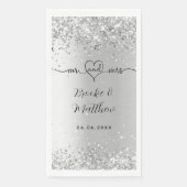 Serviette En Papier Parties scintillant d'argent élégant script m mrs  (Devant)