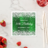 Serviette En Papier Parties scintillant d'argent Emerald Green Foil 30 (En situation)