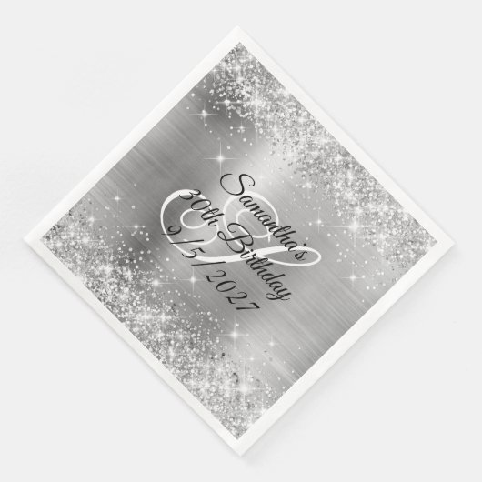 Serviette En Papier Parties scintillant d'argent et Foil 30e anniversa (Coin)