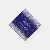 Serviette En Papier Parties scintillant d'argent et la marine Blue Qui (Coin)