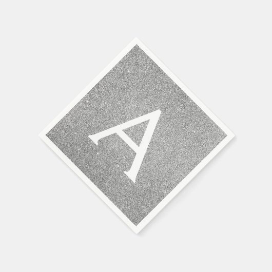 Serviette En Papier Parties scintillant d'argent et Monogramme étincel (Coin)