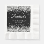 Serviette En Papier Parties scintillant d'argent et Noir 40e anniversa (Devant)