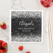 Serviette En Papier Parties scintillant d'argent et noir 60e anniversa (En situation)