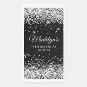 Serviette En Papier Parties scintillant d'argent et noir 75e anniversa (Devant)
