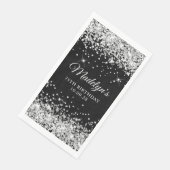 Serviette En Papier Parties scintillant d'argent et noir 75e anniversa (Coin)