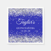 Serviette En Papier Parties scintillant d'argent et Royal Blue Quincea (Devant)