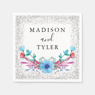 Serviette En Papier Parties scintillant d'argent étincelles Aquarelle 