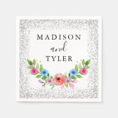 Serviette En Papier Parties scintillant d'argent étincelles Aquarelle  (Devant)