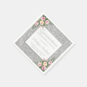 Serviette En Papier Parties scintillant d'argent Floral Quinceañera 15 (Coin)
