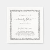 Serviette En Papier Parties scintillant d'argent Fun Facts Nom Date 21 (Devant)