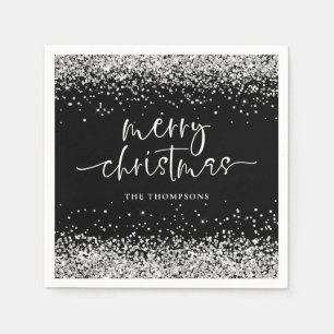 Serviette En Papier Parties scintillant d'argent Joyeux Noël fête No