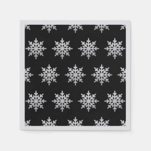 Serviette En Papier Parties scintillant d'argent Motif de flocons de n