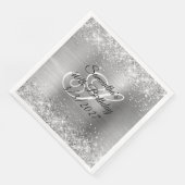 Serviette En Papier Parties scintillant d'argent mousseux et Foil 40e  (Coin)