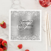 Serviette En Papier Parties scintillant d'argent mousseux et Foil 40e  (En situation)