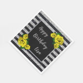 Serviette En Papier Parties scintillant d'argent noir Roses jaunes Ann (Coin)
