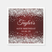 Serviette En Papier Parties scintillant d'argent noir rouge Ombre 40e  (Devant)