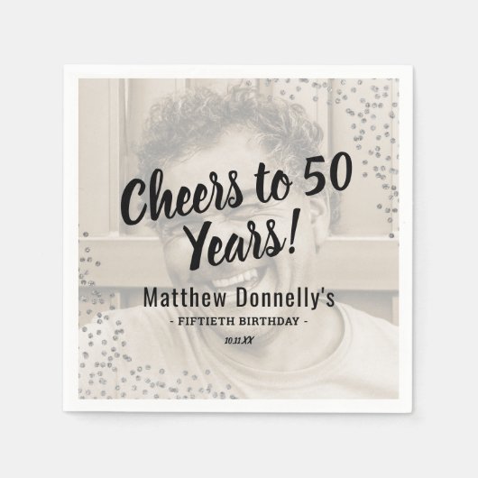 Serviette En Papier Parties scintillant d'argent personnalisée Photo f (Devant)