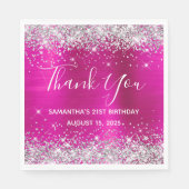 Serviette En Papier Parties scintillant d'argent rose chaud 21e annive (Devant)