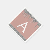 Serviette En Papier Parties scintillant d'argent rose pâle Monogramme  (Coin)
